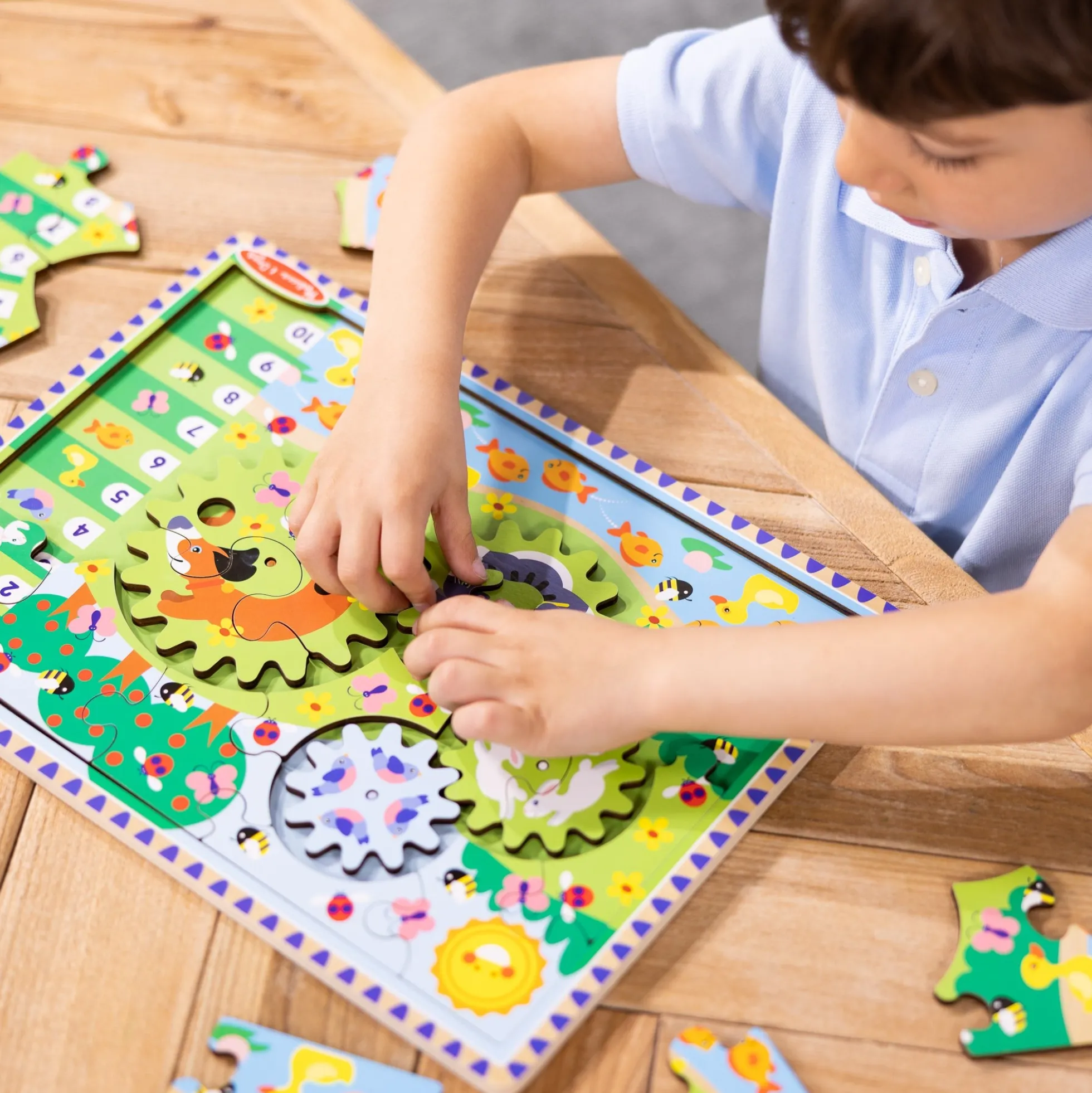 Animal Chase I-Spy Wooden Gear Puzzle