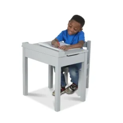 Child's Lift-Top Desk & Chair - Gray