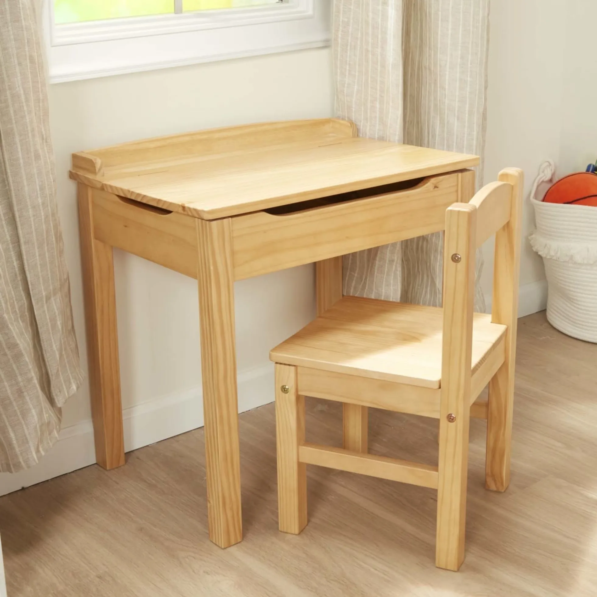Child's Lift-Top Desk & Chair - Honey