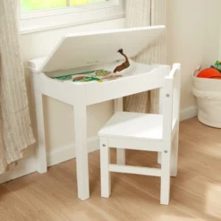 Child's Lift-Top Desk & Chair - White