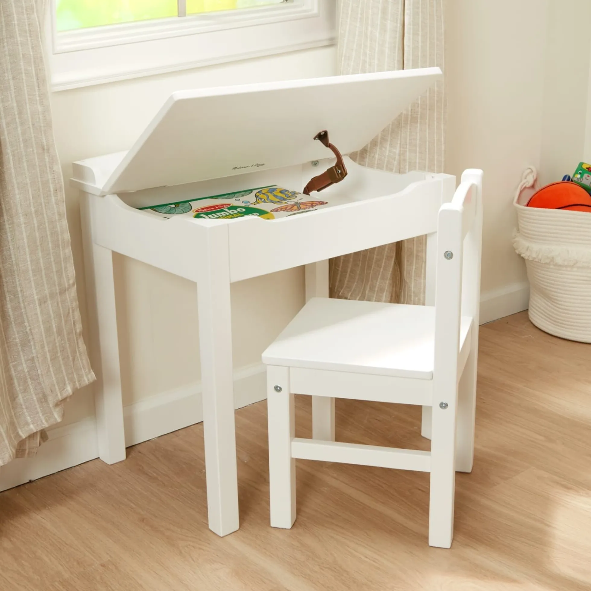 Child's Lift-Top Desk & Chair - White