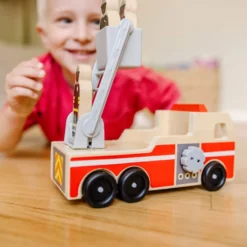 Classic Wooden Fire Truck Play Set