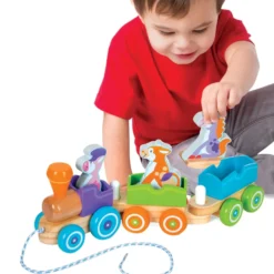 First Play Wooden Rocking Farm Animals Pull Train