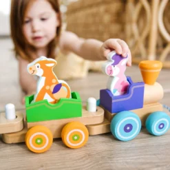 First Play Wooden Rocking Farm Animals Pull Train