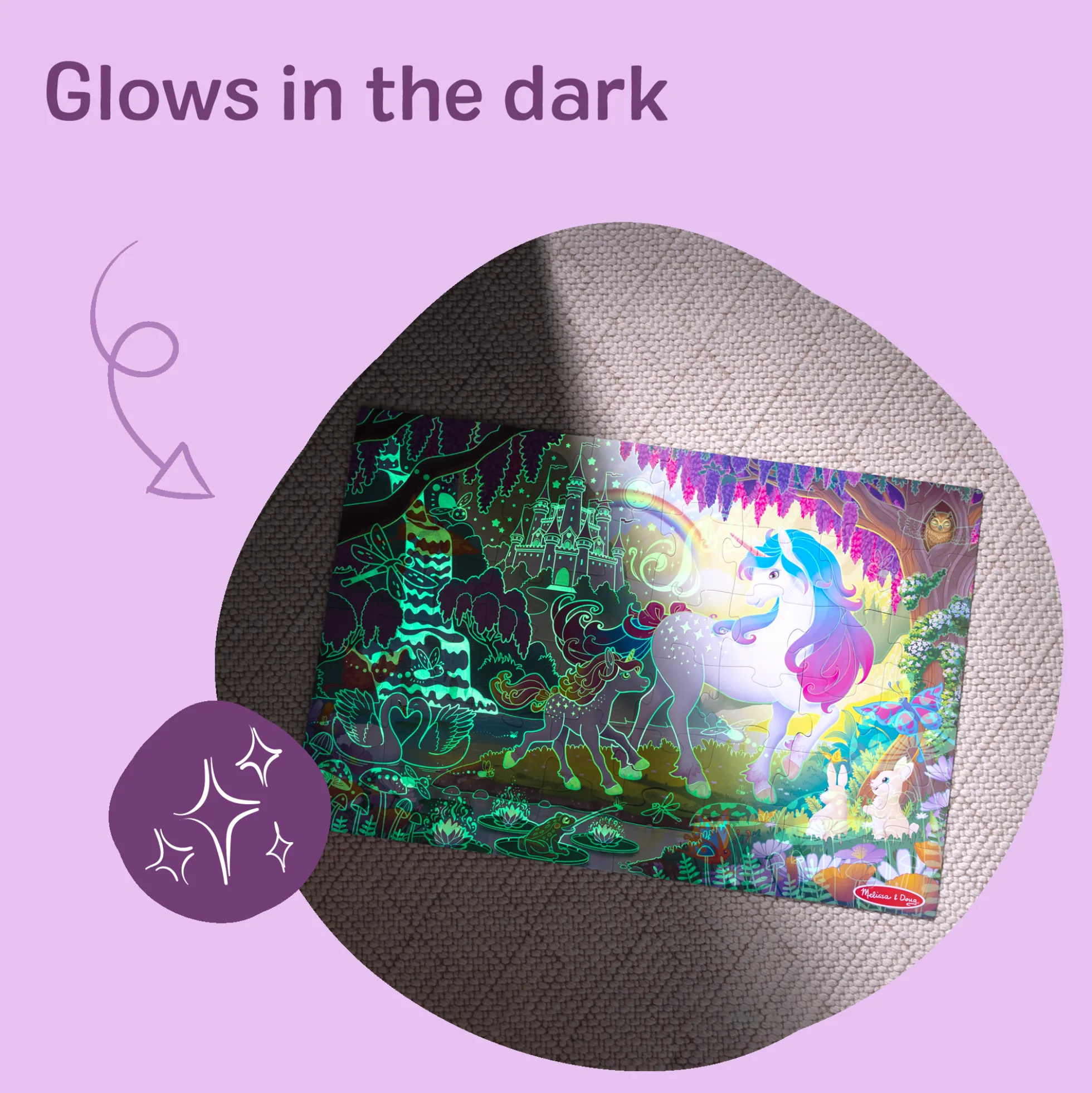Glow-in-the-Dark Unicorn Floor Puzzle - 48 Pieces