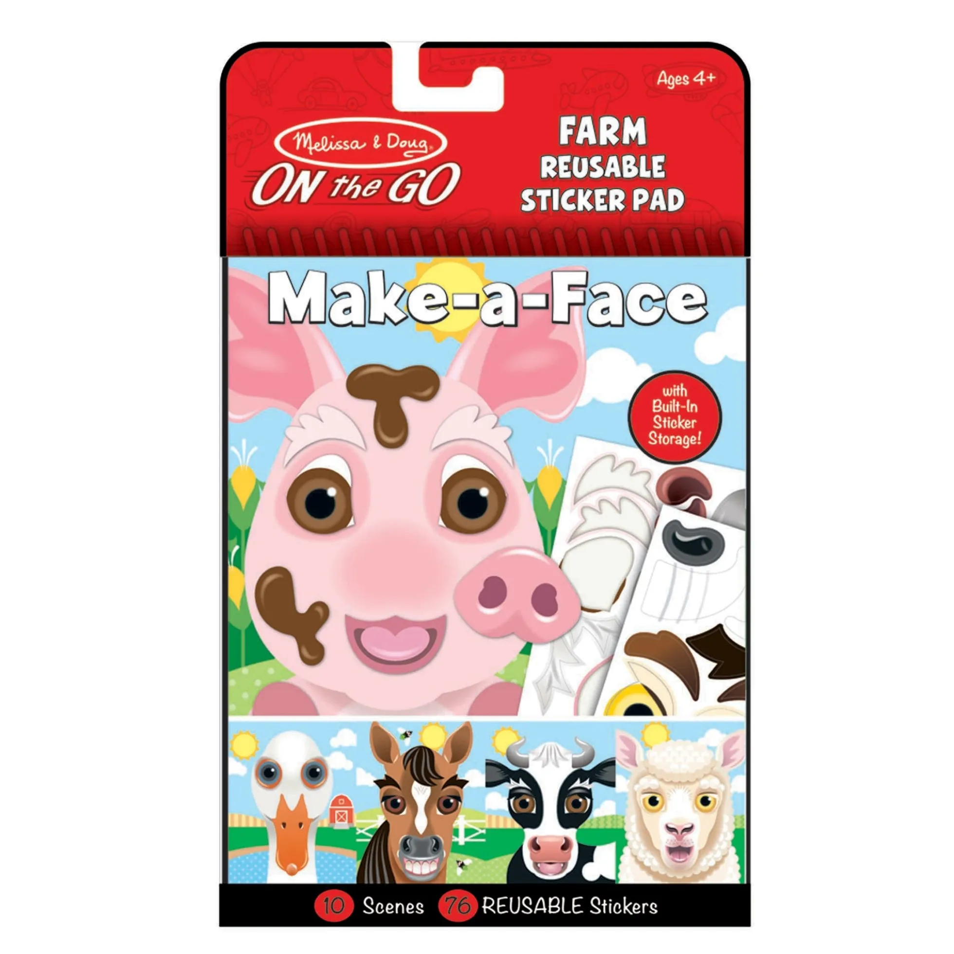 Make-a-Face – Farm Reusable Sticker Pad – On the Go Travel Activity
