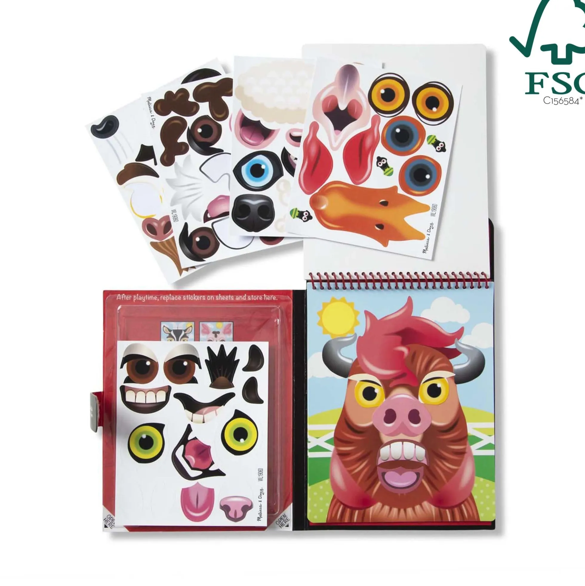 Make-a-Face – Farm Reusable Sticker Pad – On the Go Travel Activity