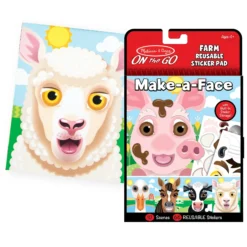 Make-A-Face Reusable Sticker Pad 3-Pack: Safari, Farm, Pets