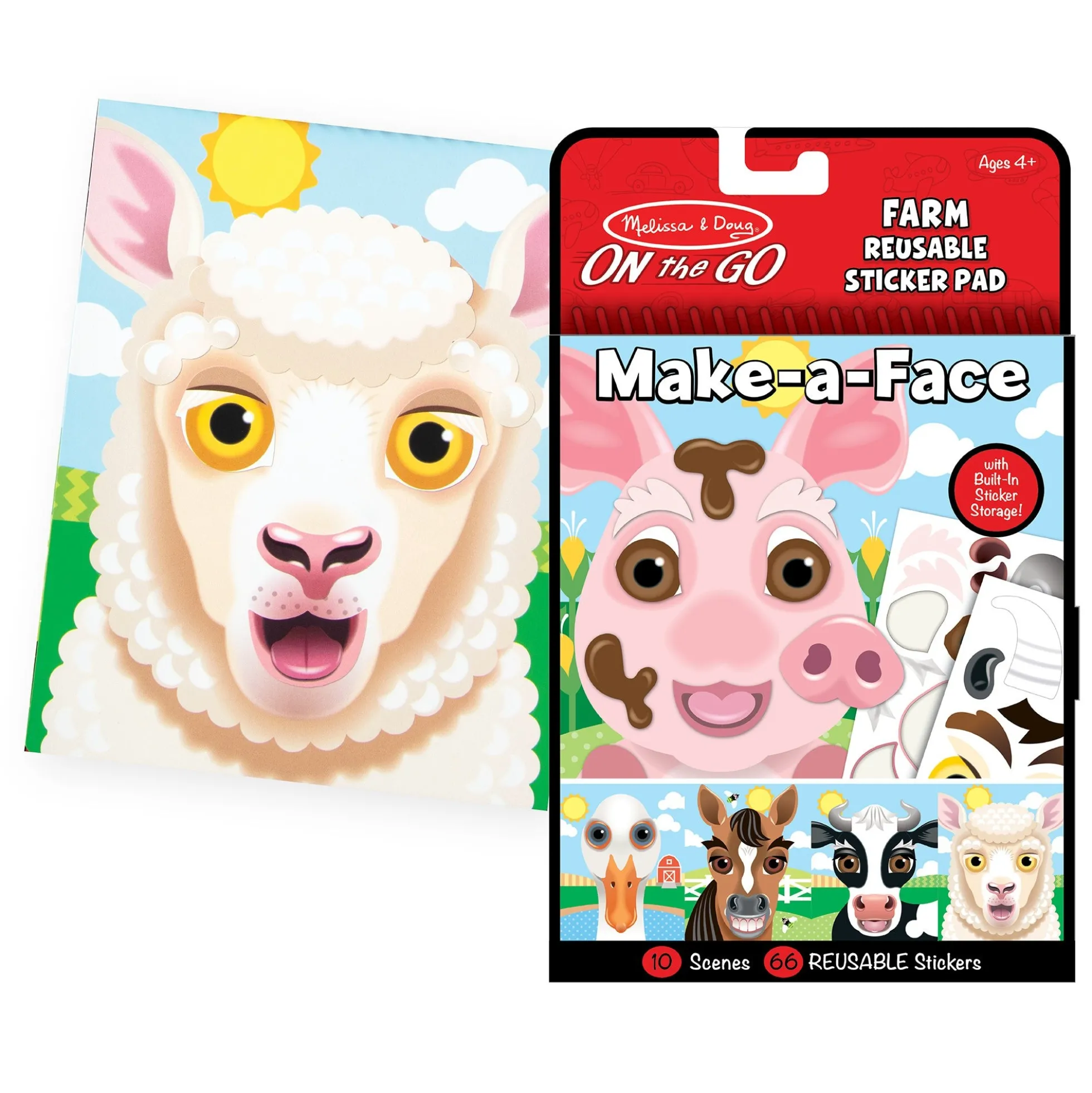 Make-A-Face Reusable Sticker Pad 3-Pack: Safari, Farm, Pets
