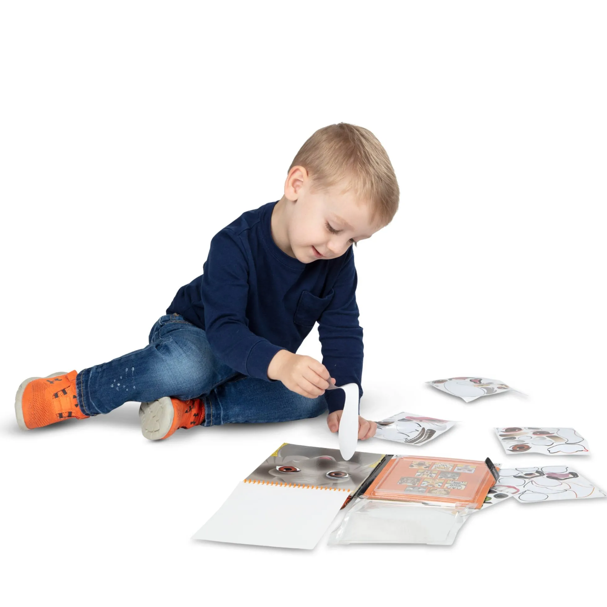 Make-A-Face Reusable Sticker Pad 3-Pack: Safari, Farm, Pets