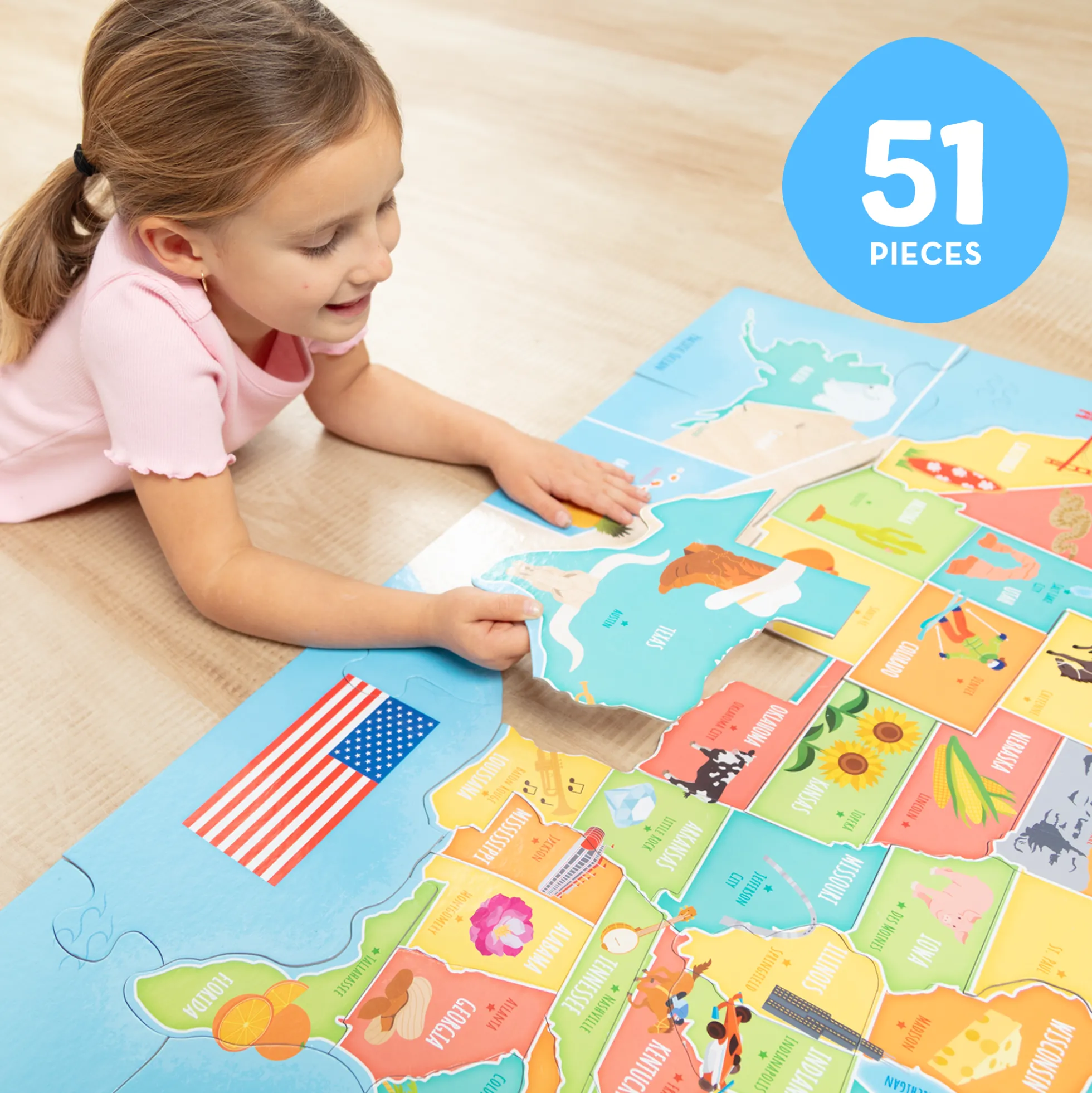 Map Floor Puzzle - 51 Pieces