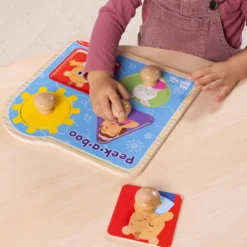 Ms. Rachel™ Wooden Peek-a-Boo Jumbo Peg Puzzle – 4 Pieces