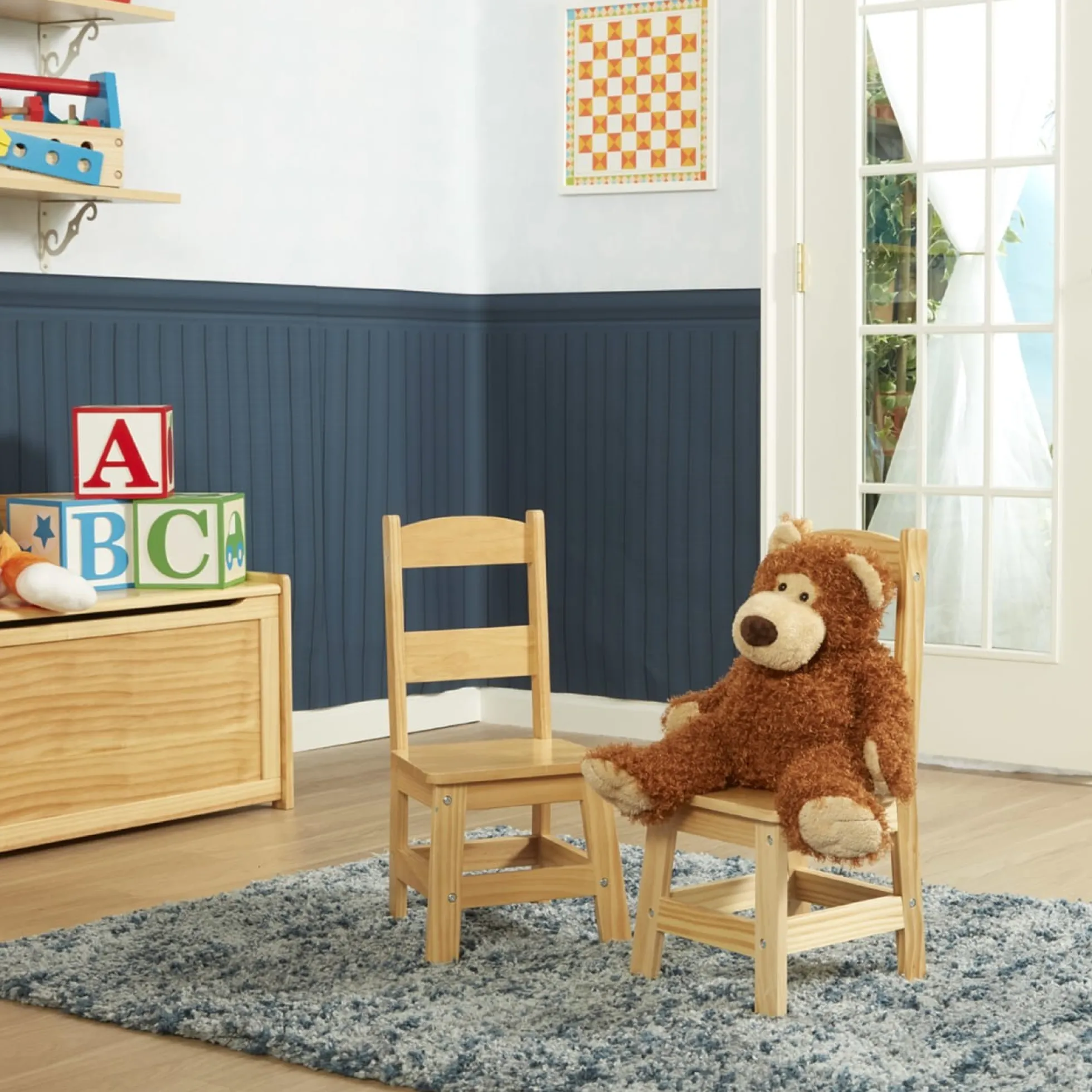 Pair of Solid Wood Chairs 2-Piece Set
