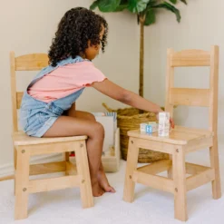 Pair of Solid Wood Chairs 2-Piece Set