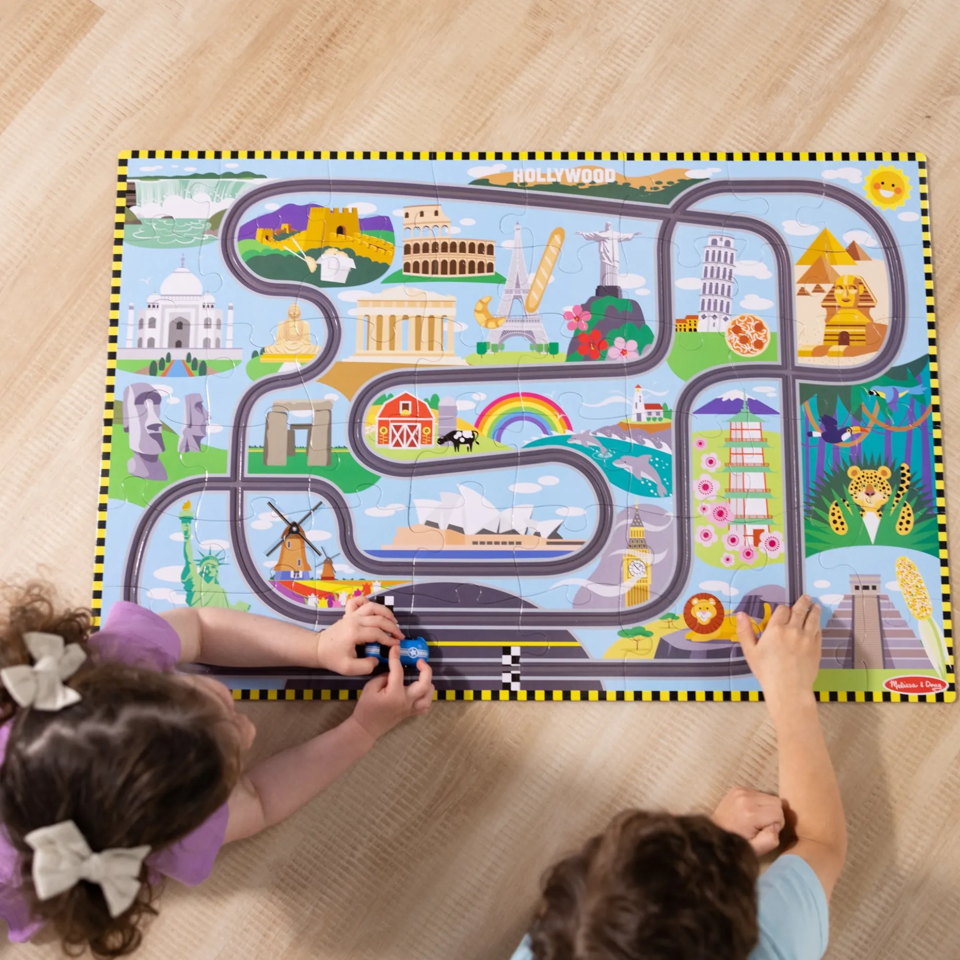 Race Around the World Tracks Floor Puzzle - 48 Pieces
