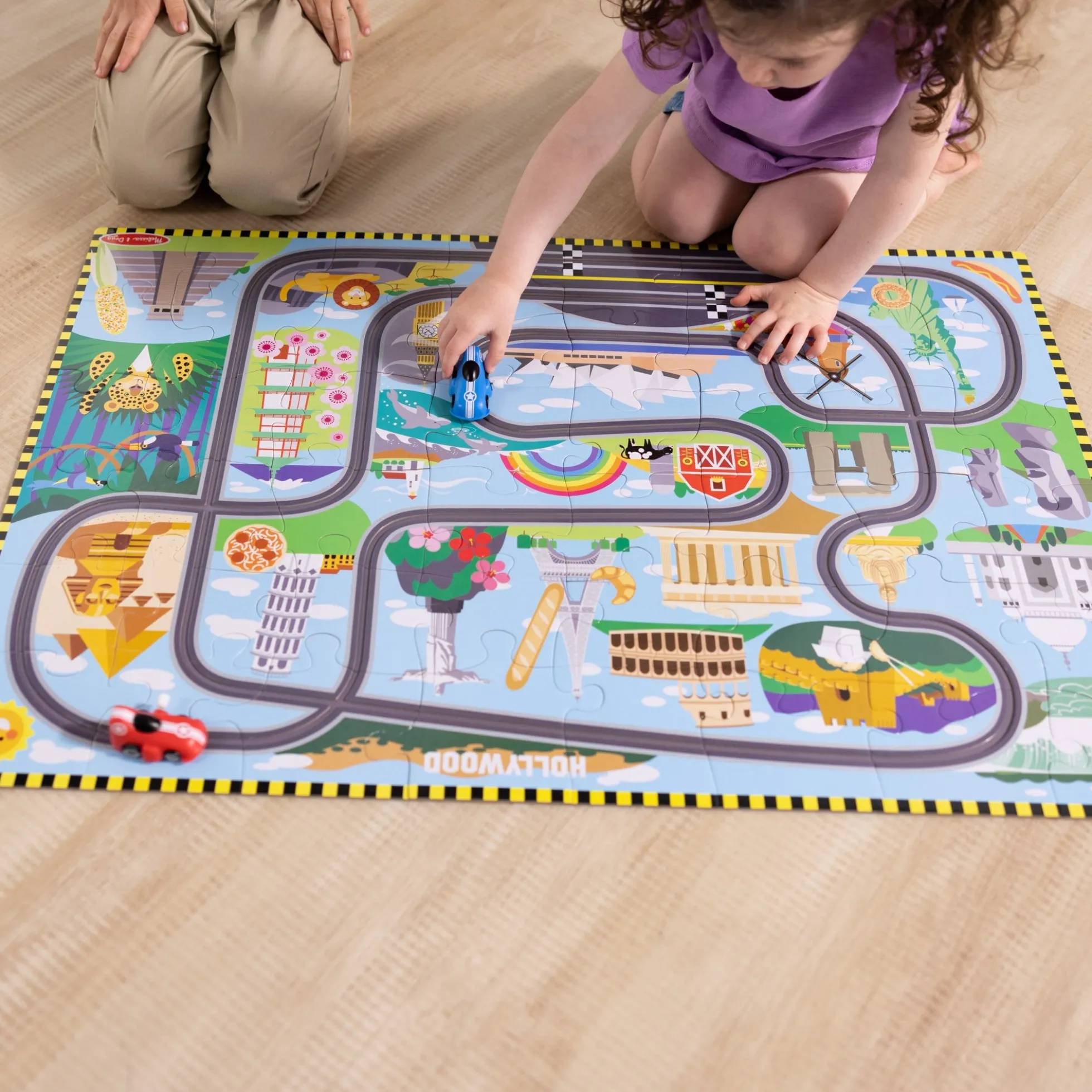 Race Around the World Tracks Floor Puzzle - 48 Pieces