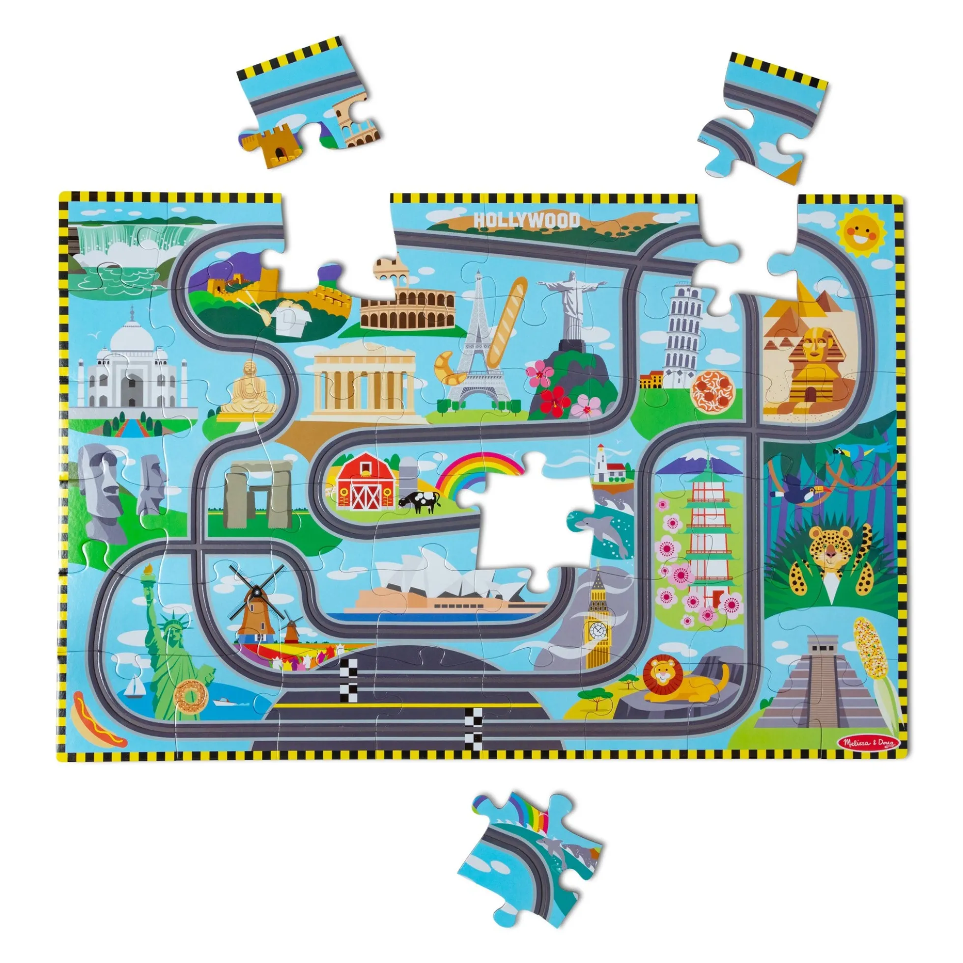 Race Around the World Tracks Floor Puzzle - 48 Pieces