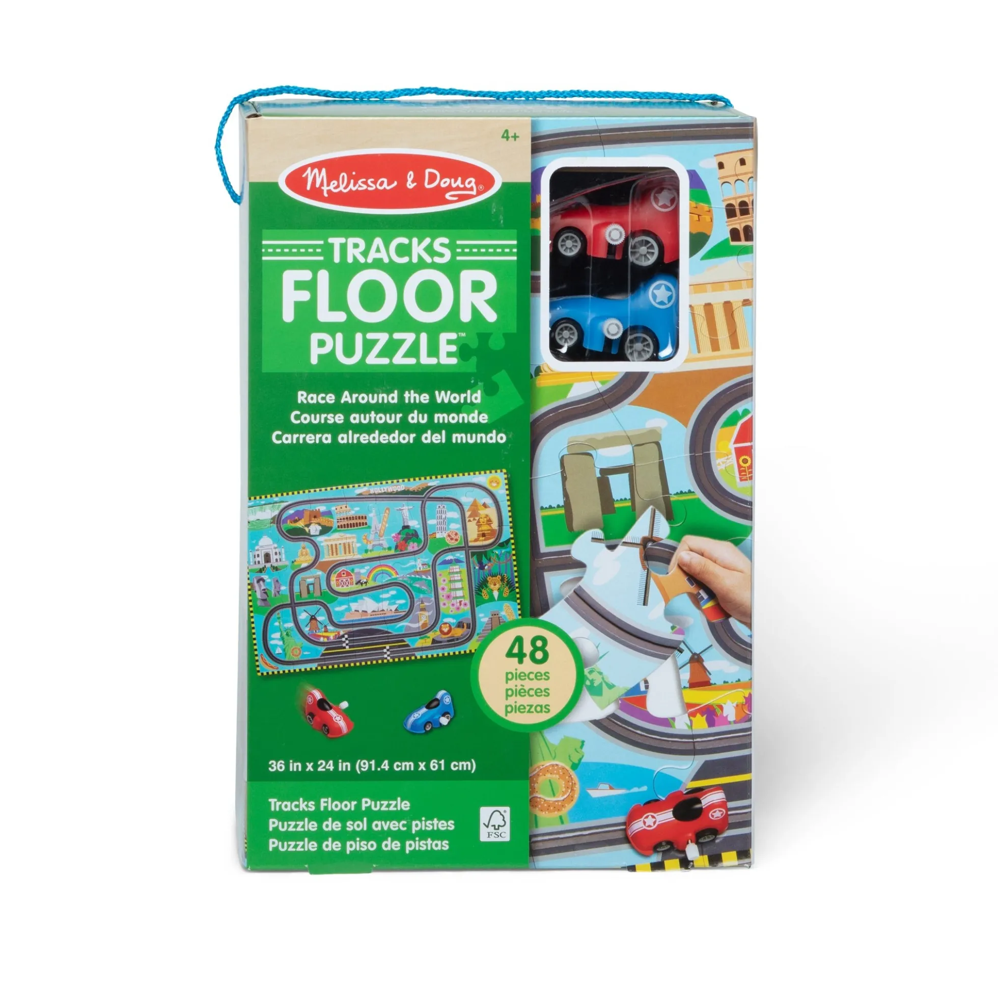 Race Around the World Tracks Floor Puzzle - 48 Pieces
