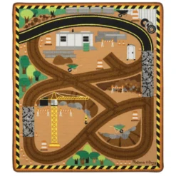 Round the Construction Zone Work Site Rug & Vehicle Set