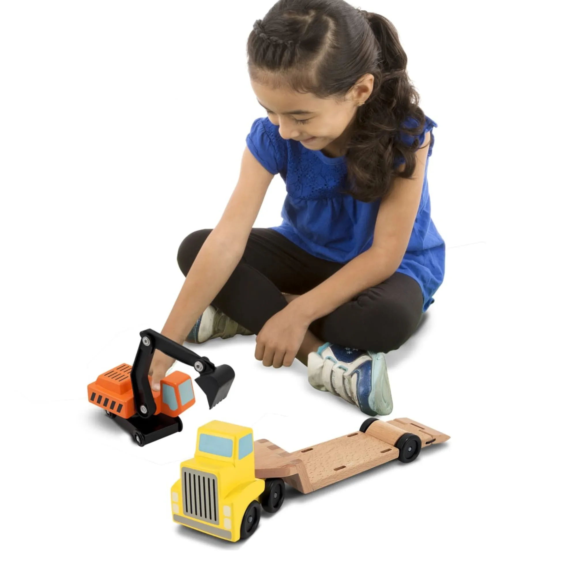Trailer & Excavator Wooden Vehicles Play Set