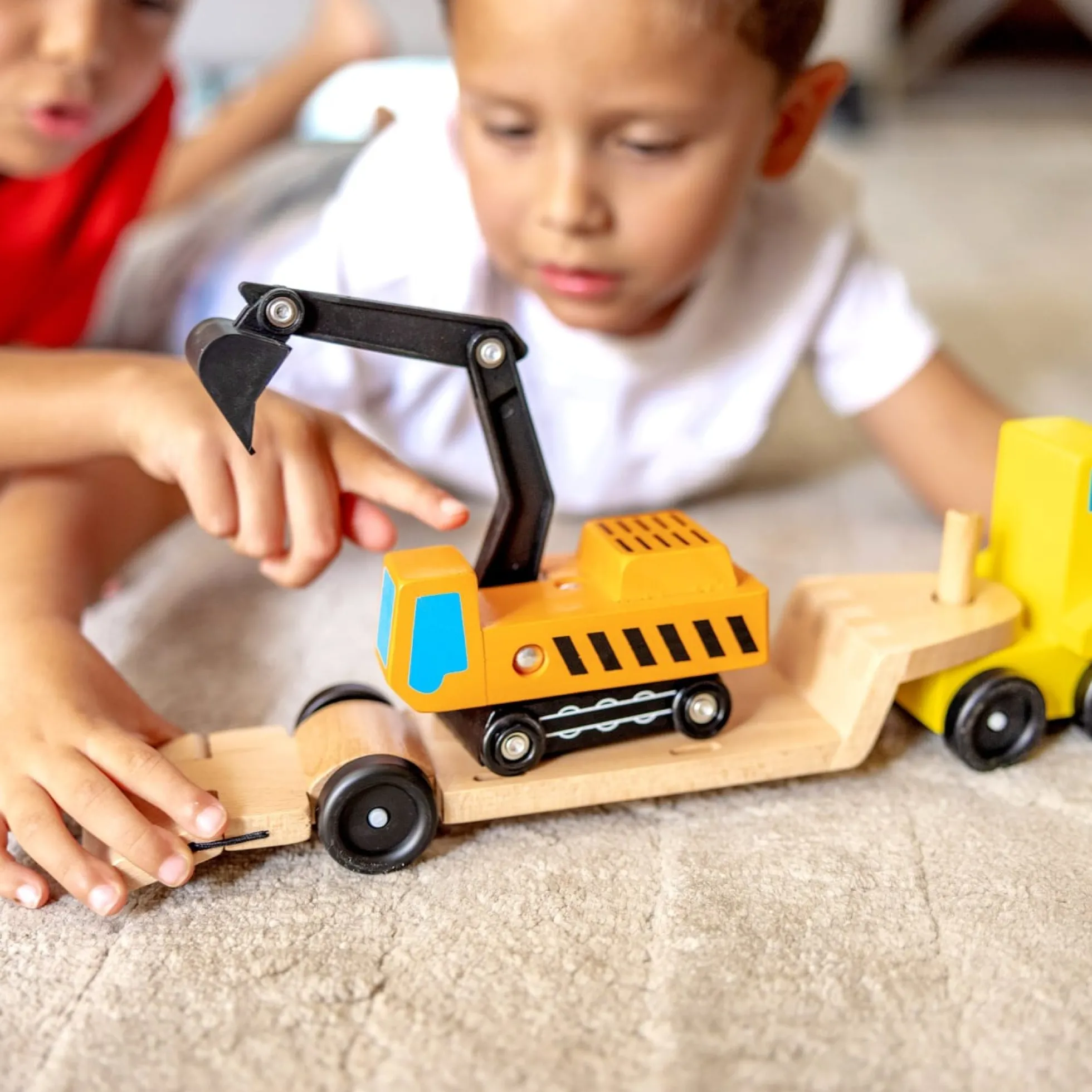 Trailer & Excavator Wooden Vehicles Play Set