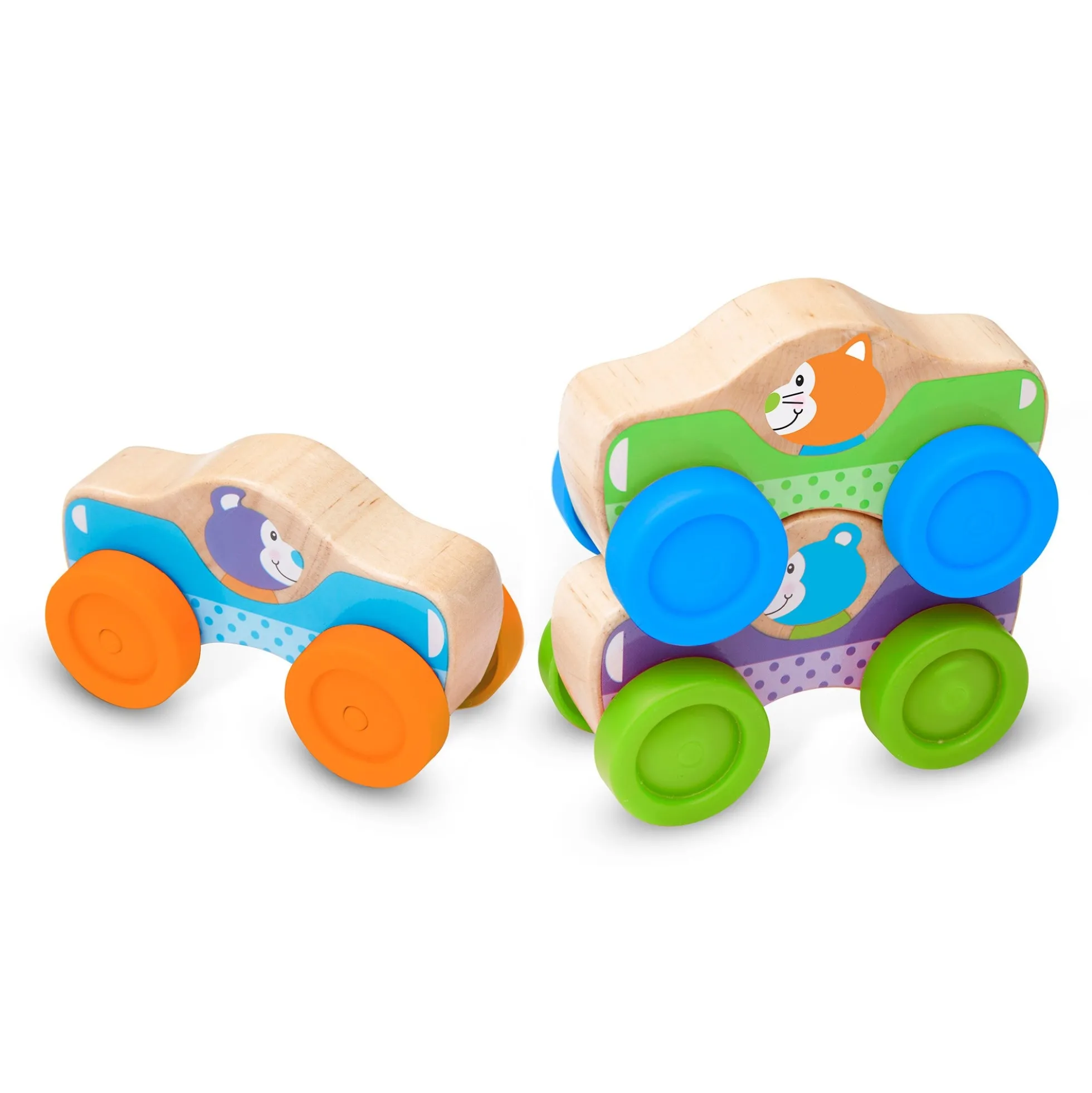 Wooden Animal Stacking Cars