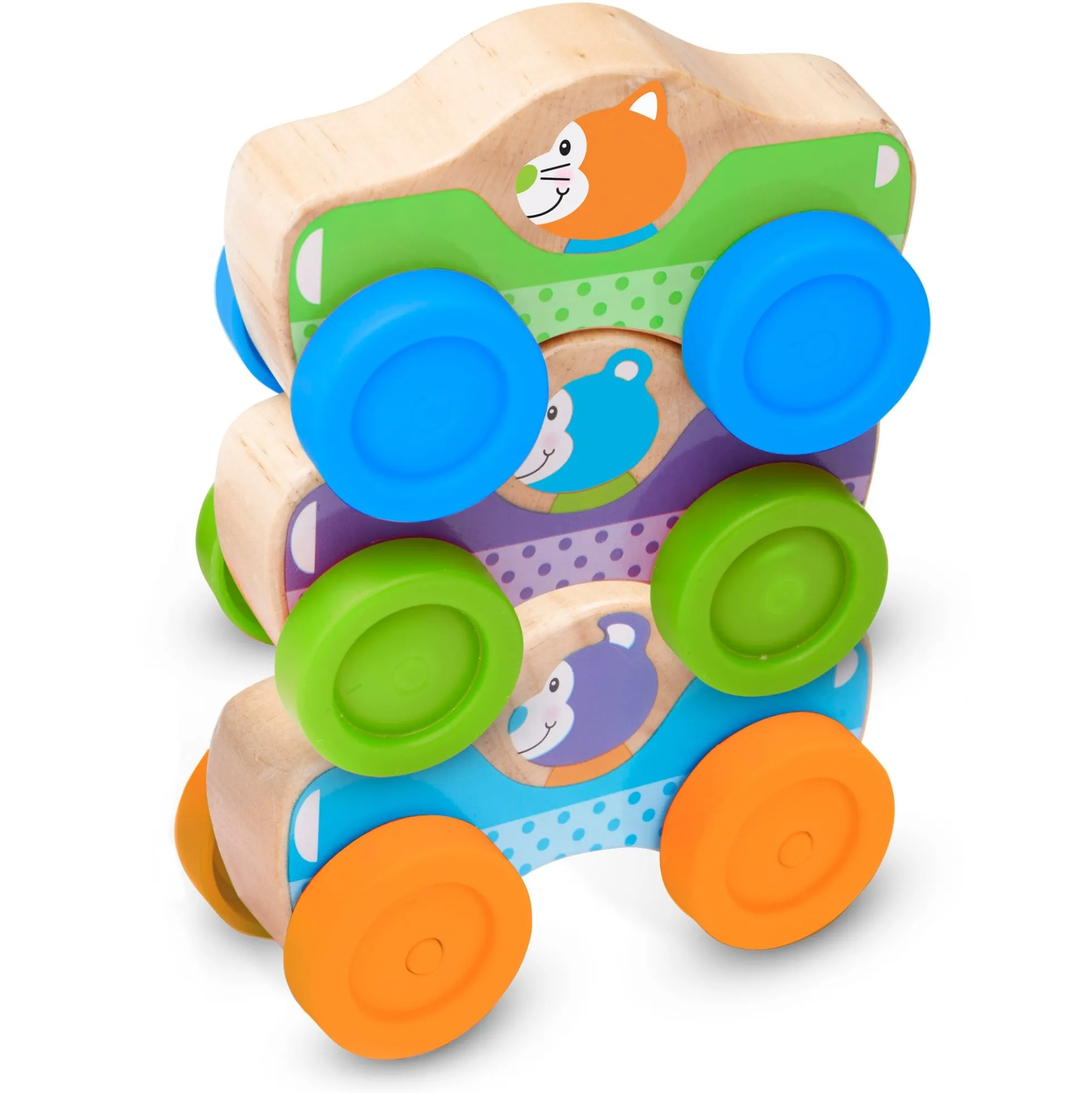 Wooden Animal Stacking Cars