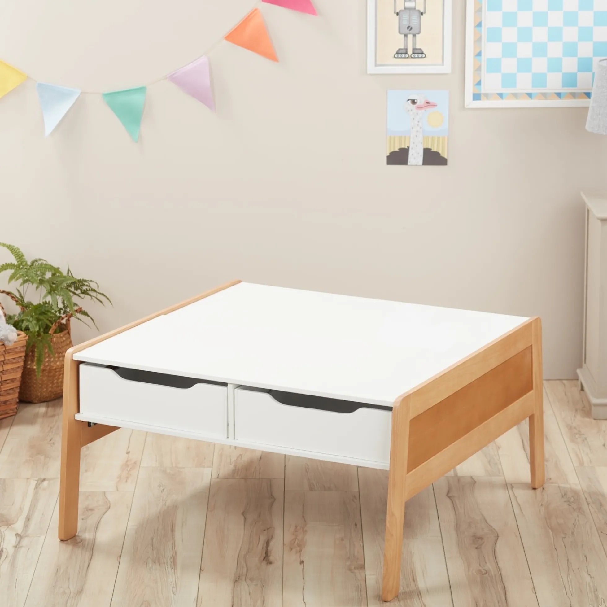 Wooden Art & Activity Table with Bins