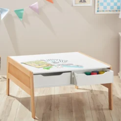 Wooden Art & Activity Table with Bins
