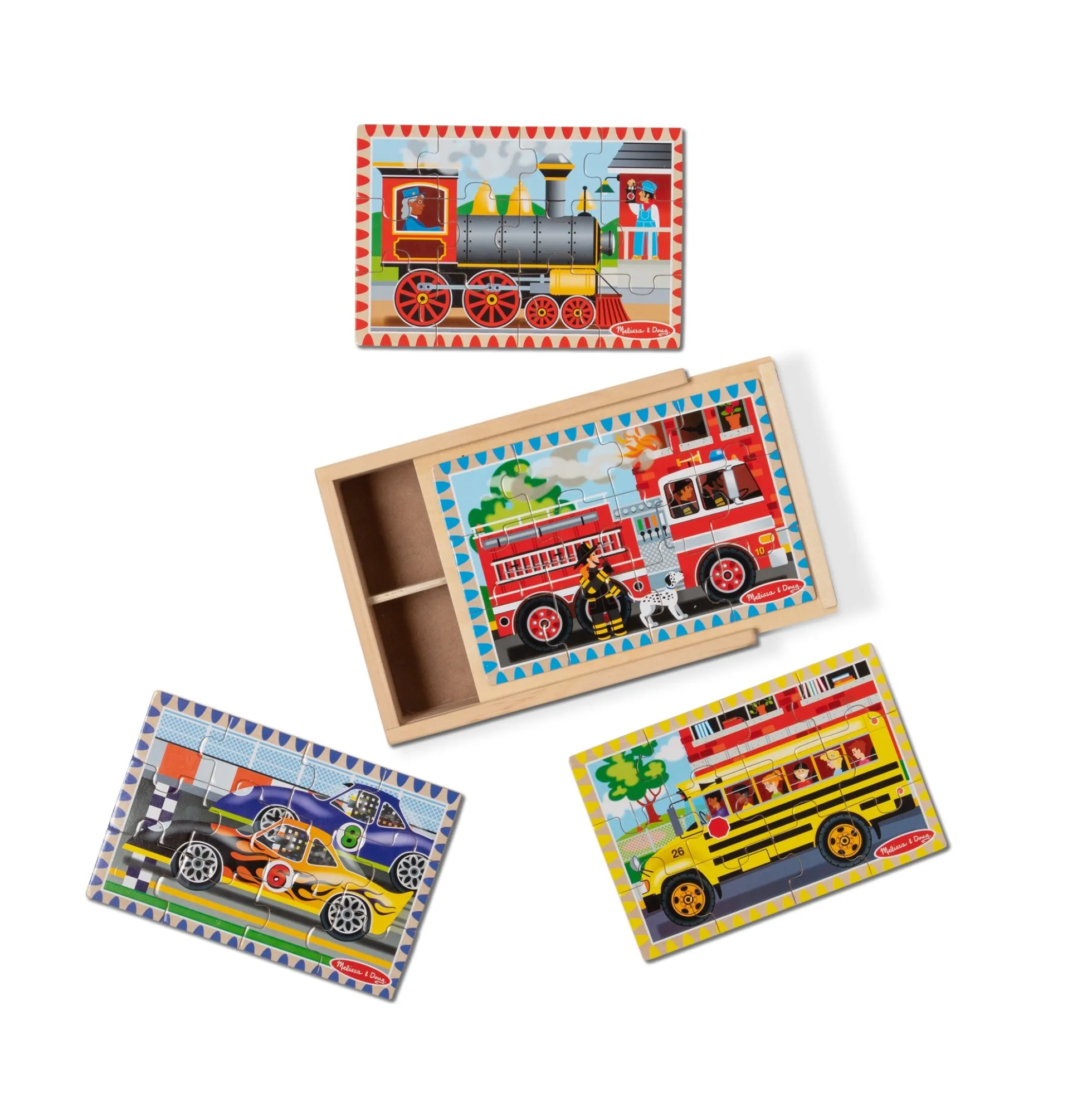 Wooden Jigsaw Puzzles in a Box - Vehicles