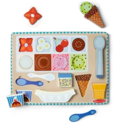 Wooden Magnetic Ice Cream Puzzle & Play Set - 16 Pieces