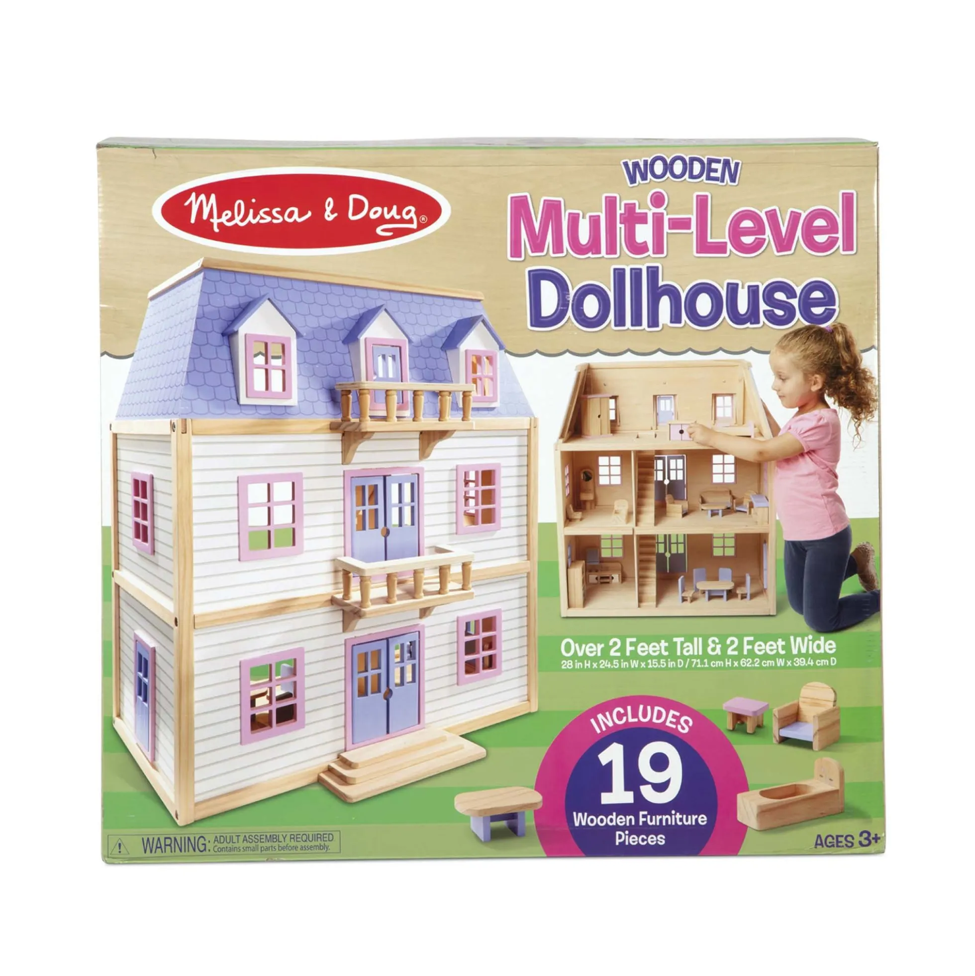 Wooden Multi-Level Dollhouse