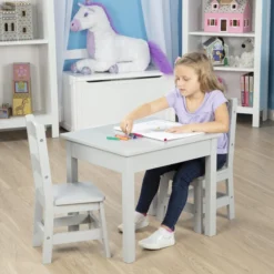 Wooden Table & 2 Chairs - Gray