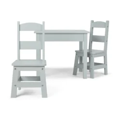 Wooden Table & 2 Chairs - Gray