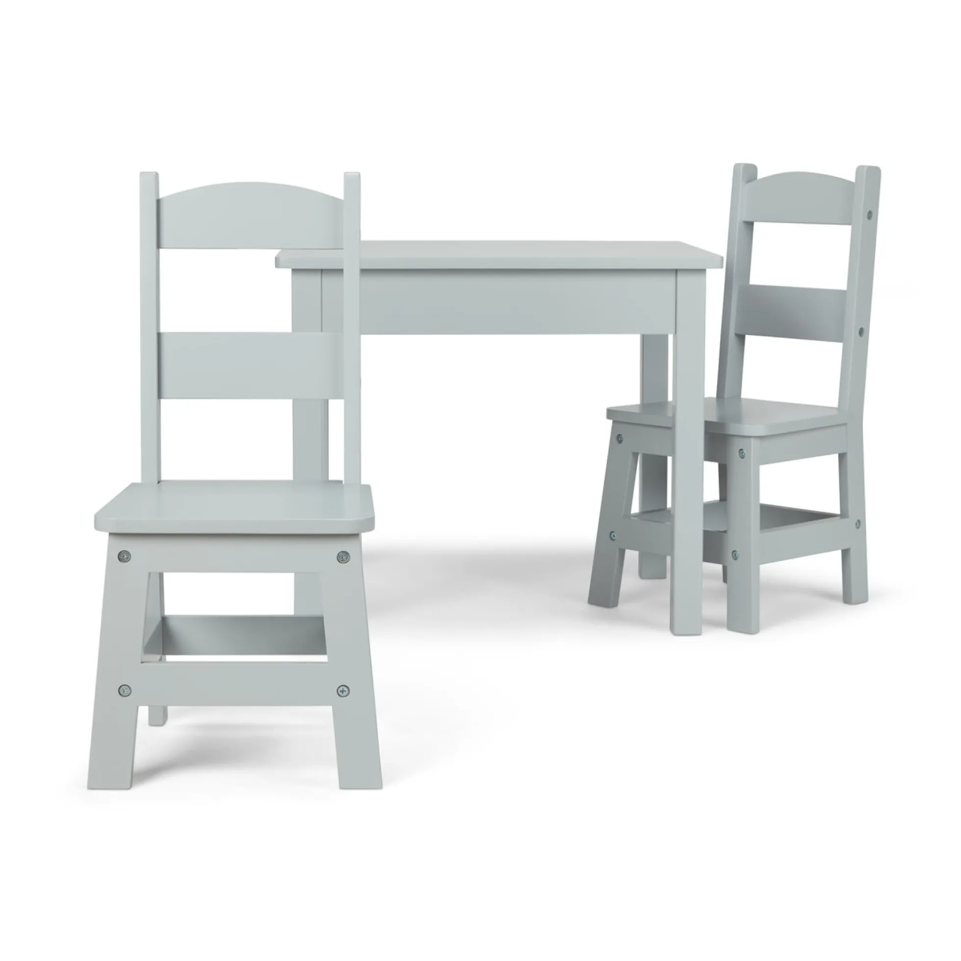 Wooden Table & 2 Chairs - Gray