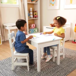 Wooden Table & Chairs - White