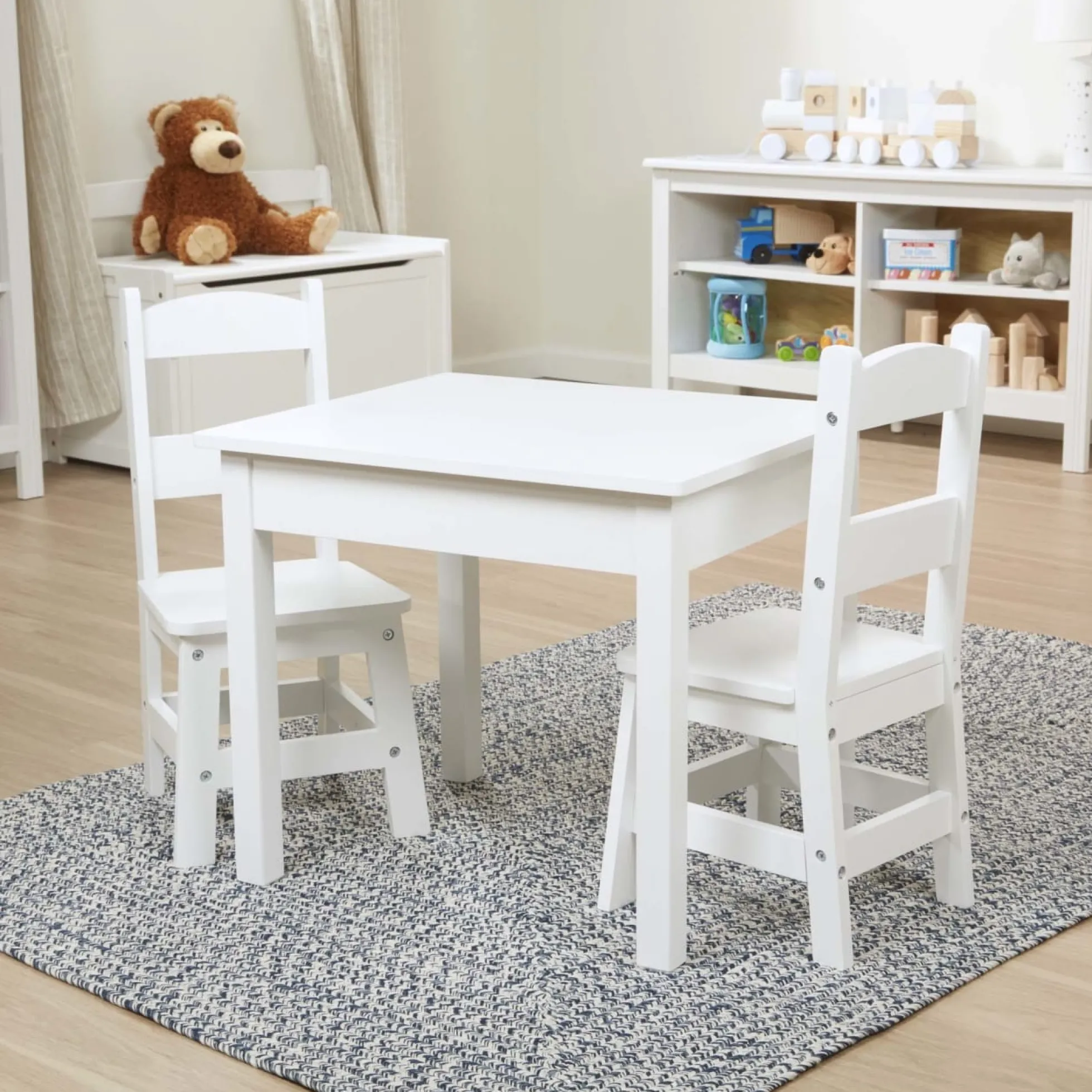 Wooden Table & Chairs - White